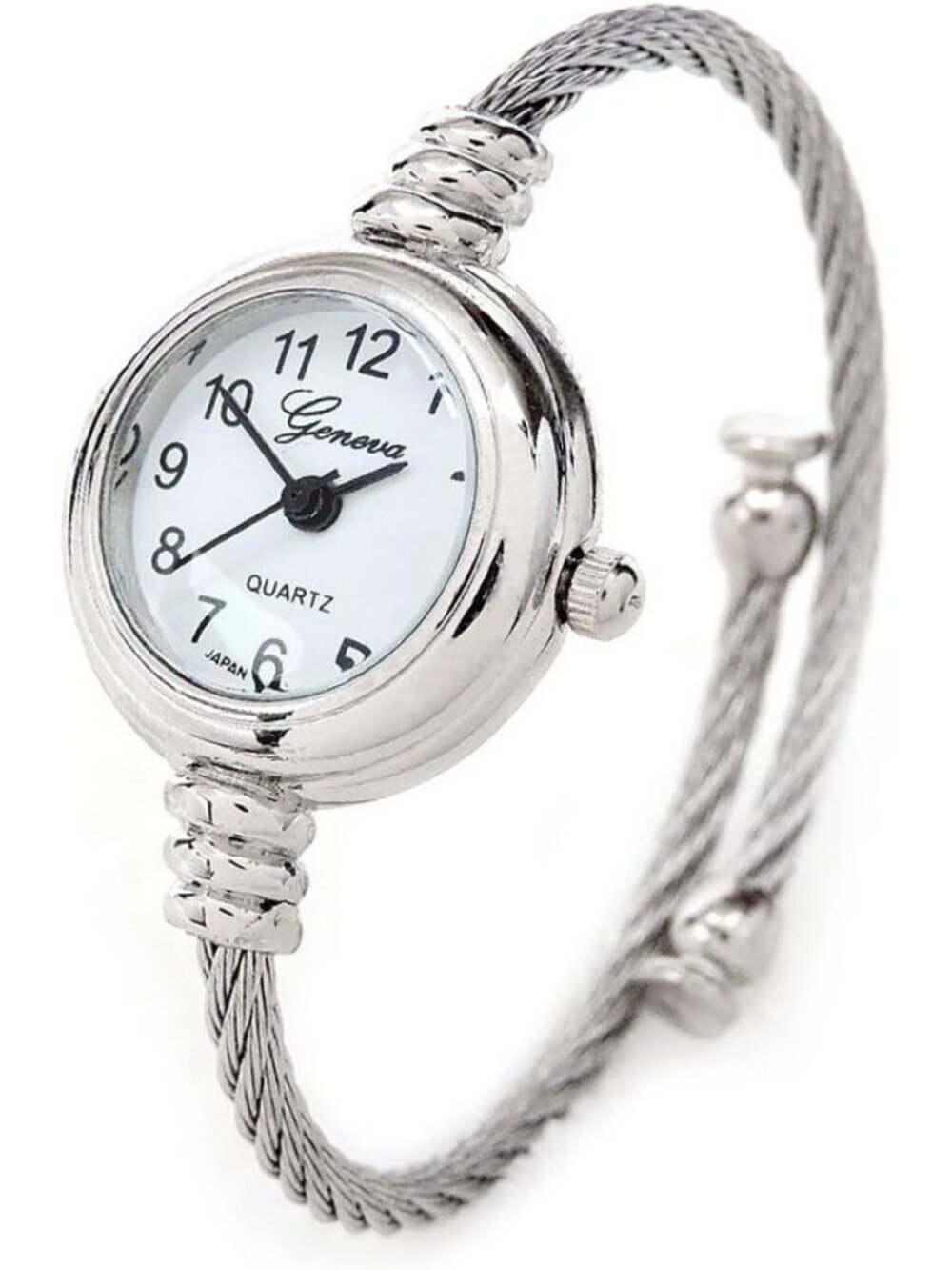 Women's Silver STC Cable Band Small Size Stainless Steel Back Bangle Wrist Watch